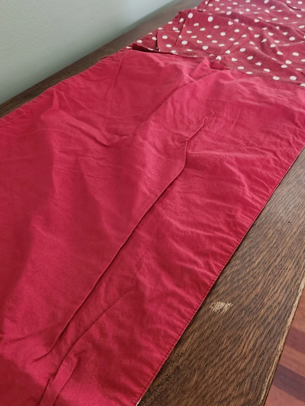 POTTERY BARN Table Runner Red Polka Dot 100% Cotton Home Decor 18 x 108